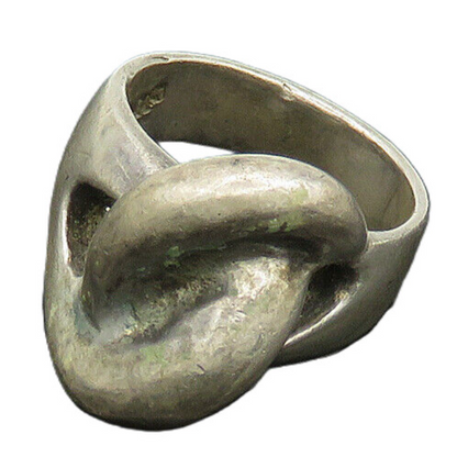 MEXICO 925 Sterling Silver  Vintage Dark Tone Loop Knot Band Ring Sz 7 RG19587