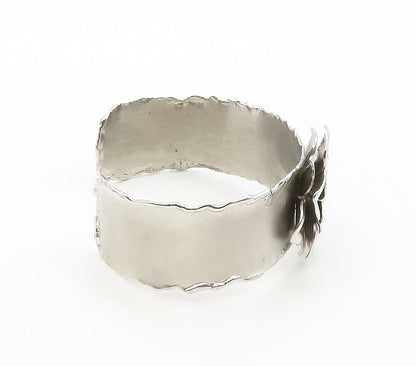 TAHARA 925 Sterling Silver  Flower Motif Smooth Matte Cuff Bracelet  BT6502