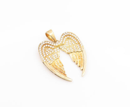 925 Silver  Vintage Cubic Zirconia Gold Plated Angel Wings Pendant  PT15698