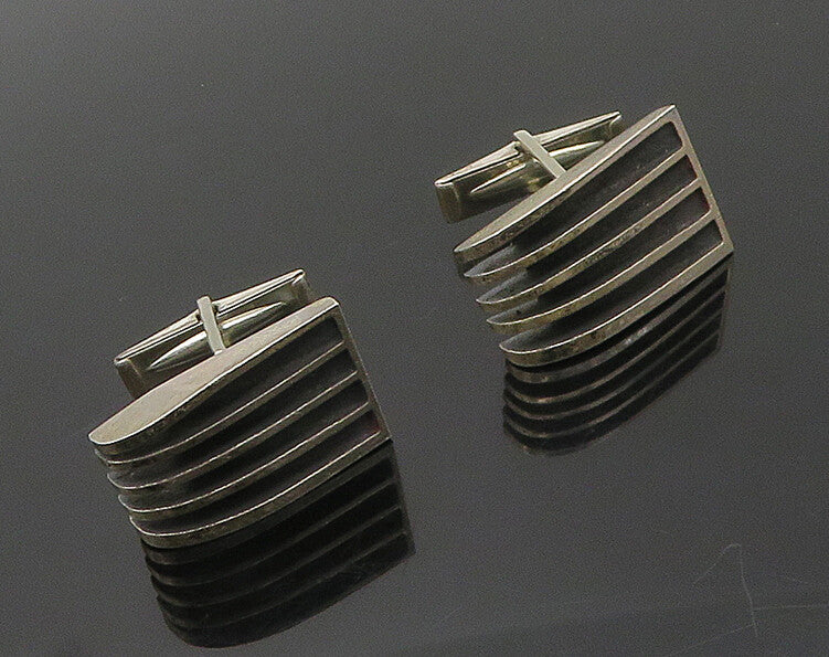 925 Sterling Silver  Vintage Dark Tone Split Design Cufflinks  TR2410