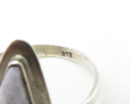 925 Sterling Silver  Vintage Tear Drop White Jasper Cocktail Ring Sz 7 RG18773