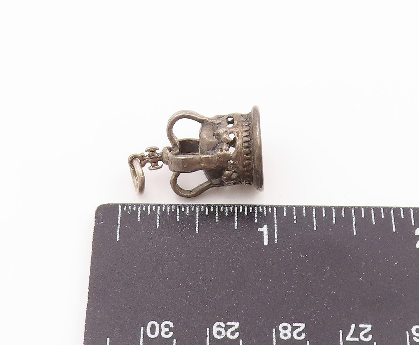 925 Sterling Silver Vintage Pendant Classic Imperial Royal Crown Charm  PT26455