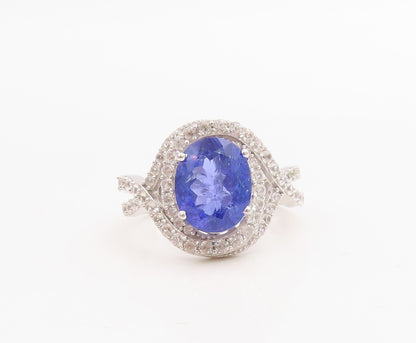 925 Sterling Silver Vintage Ring Designer Cutout Sapphire & CZ  Sz 7  RG30991