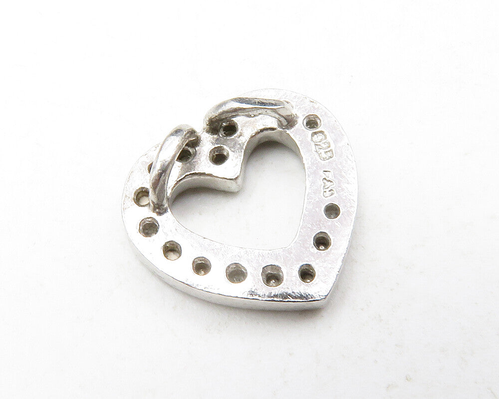 925 Sterling Silver  Genuine Diamonds Petite Open Love Heart Pendant  PT10273