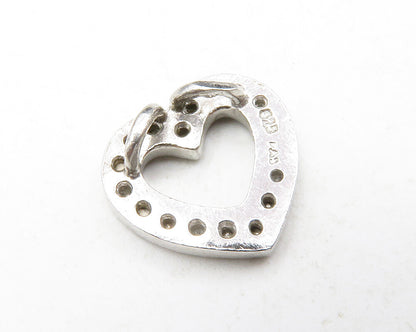 925 Sterling Silver  Genuine Diamonds Petite Open Love Heart Pendant  PT10273