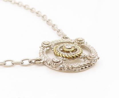 10k Gold & 925 Sterling Silver Vintage Necklace JUDITH RIPKA CZ Chain  NE4853