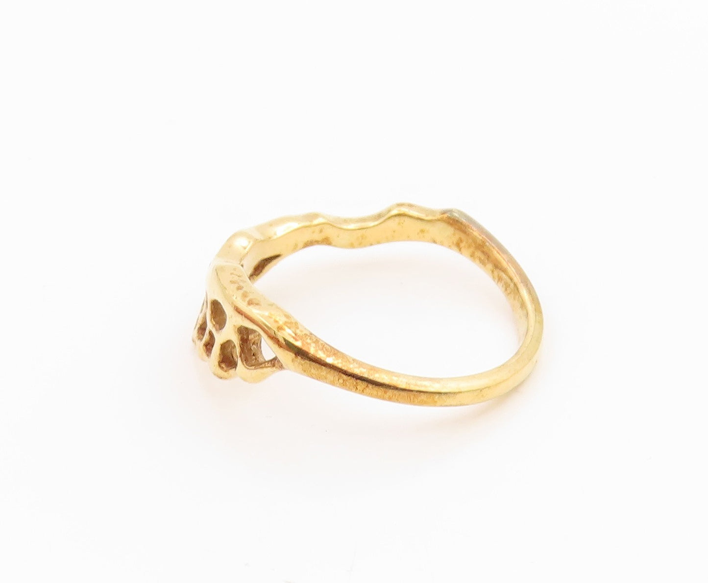 925 Sterling Silver Vintage Ring Gold Plated Openwork Multi Band Sz 9.5 RG36228