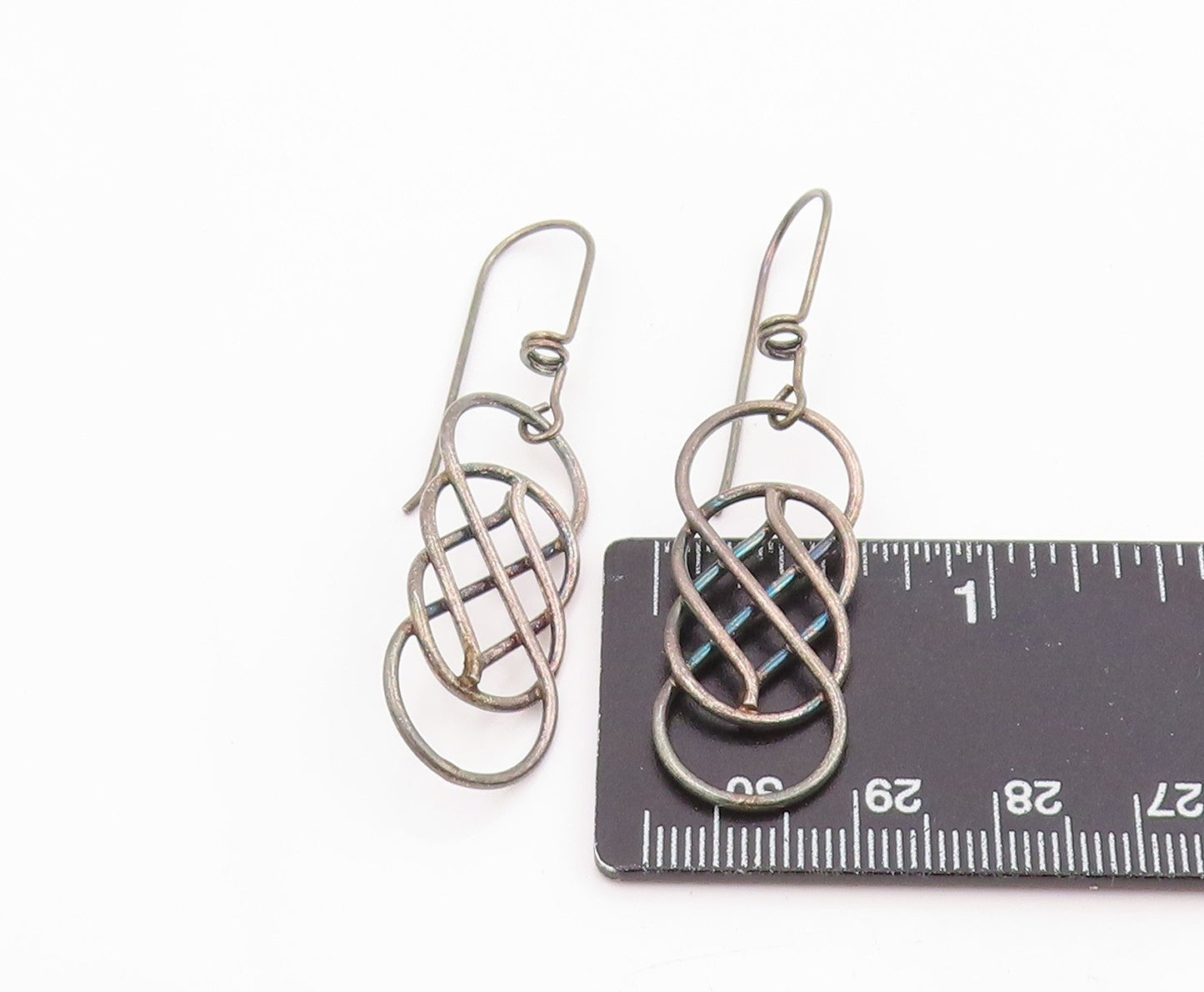 925 Sterling Silver Vintage Earrings Classic Interwoven Celtic Knot Drop EG14270