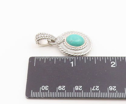 925 Sterling Silver Vintage Pendant JUDITH RIPKA Turquoise & CZ Charm  PT26488