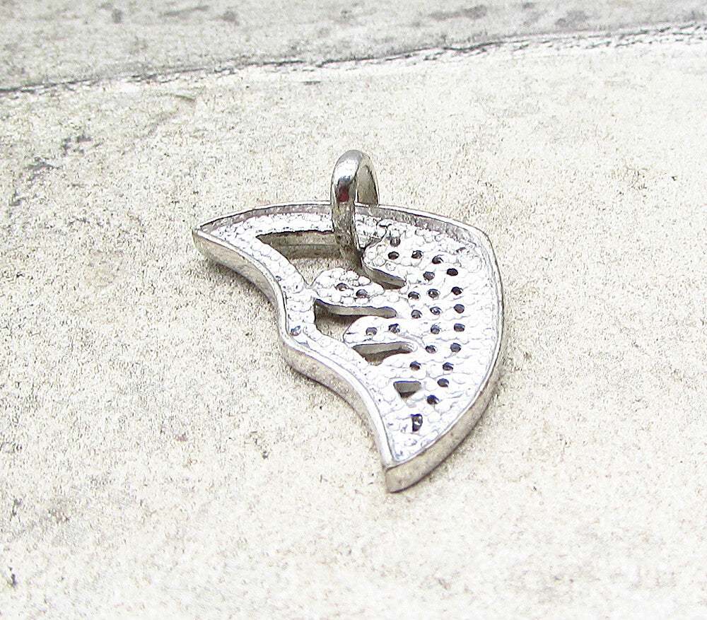 925 Sterling Silver  White Cubic Zirconia Art Deco Drop Pendant  PT1513