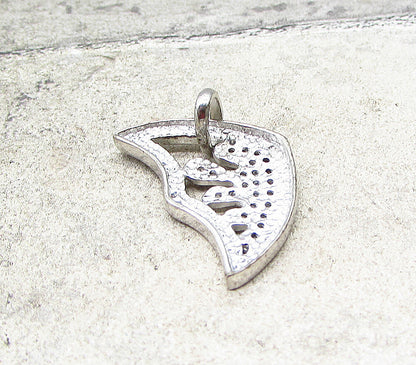 925 Sterling Silver  White Cubic Zirconia Art Deco Drop Pendant  PT1513