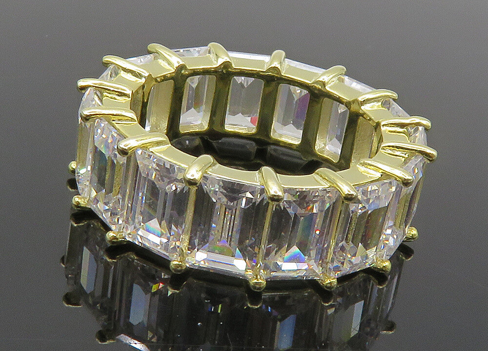 925 Sterling Silver  Cubic Zirconia Gold Plated Eternity Ring Sz 5  RG14961
