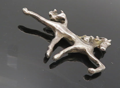 925 Sterling Silver  Vintage Dark Tone Sculpted Galloping Horse Trinket TR1447