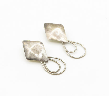LOUIS BOOTH 925 Silver  Vintage Diamond Shape Linked Dangle Earrings  EG8064