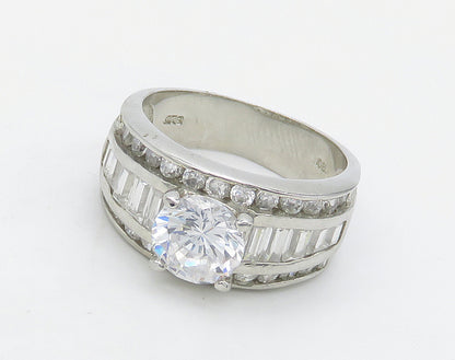 925 Sterling Silver  Sparkling Cubic Zirconia Band Ring Sz 8.5  RG16189