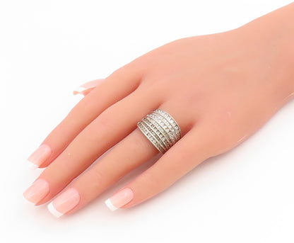 925 Sterling Silver Vintage Ring CZ Multi Row Channel Set Band  Sz 9  RG34440