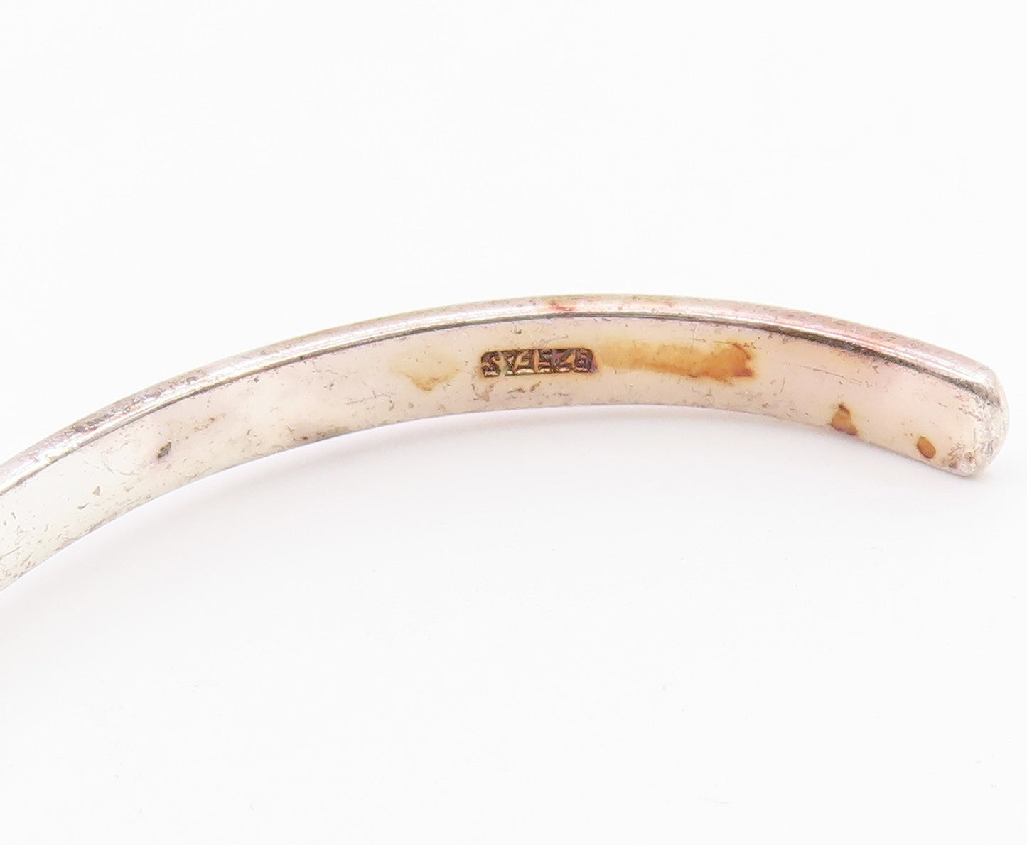 925 Sterling Silver  Vintage Shiny Peace Faith Love Cuff Bracelet  BT8343