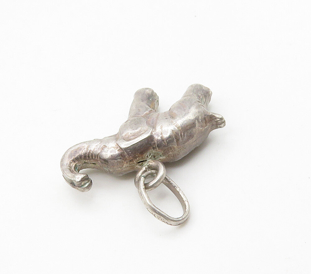 925 Sterling Silver  Vintage Petite Dark Tone Elephant Drop Pendant  PT12267