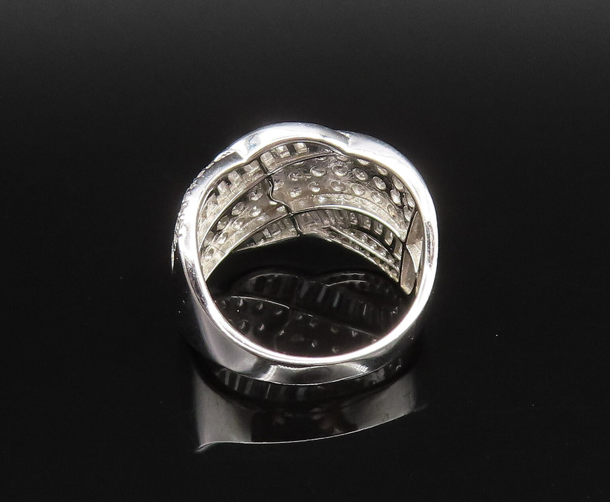 925 Silver  Vintage Multi Shape Cubic Zirconia Swirl Band Ring Sz 7  RG25900