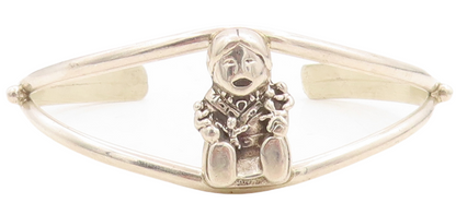 925 Sterling Silver Vintage Bracelet CAROL FELLY Cutout Crying Baby Cuff BT10950