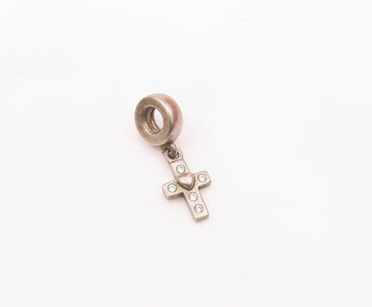 PANDORA 925 Silver  Vintage Cubic Zirconia Religious Cross Pendant  PT21468