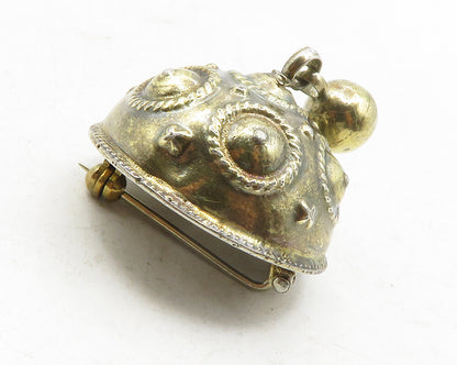 925 Sterling Silver  Vintage Rope Twist Pattern Round Dome Brooch Pin  BP4573