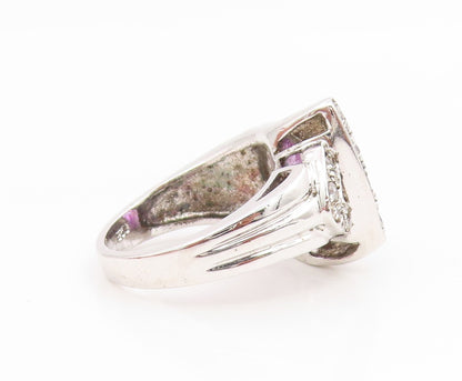 925 Sterling Silver Vintage Ring Faceted Amethyst & Topaz Band  Sz 7.5  RG35184