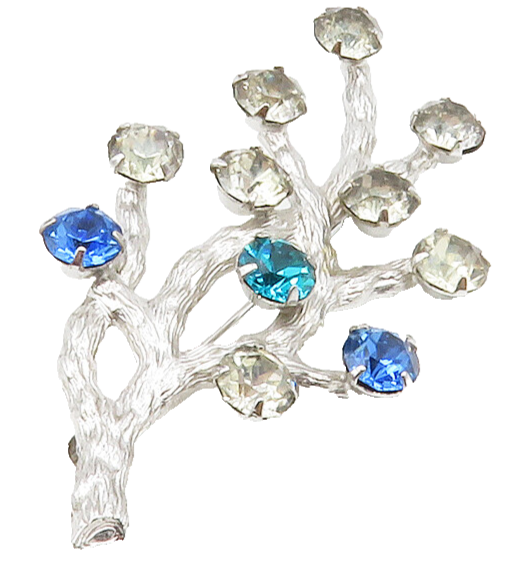 VAN DELL 925 Silver Shiny Multi Color Topaz Tree Branches Brooch Pin BP5132