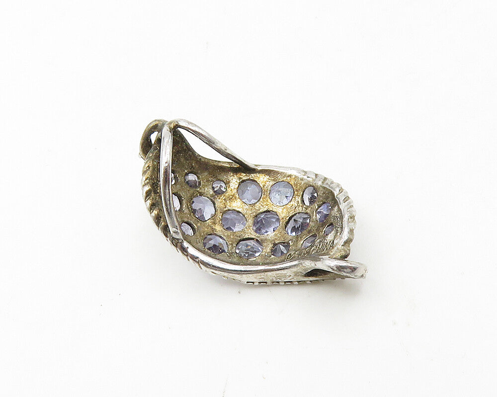 925 Sterling Silver  Vintage Tanzanite Cluster Twist Pendant  PT14852