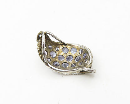 925 Sterling Silver  Vintage Tanzanite Cluster Twist Pendant  PT14852