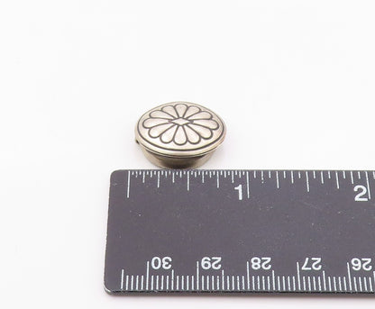 NAVAJO 925 Sterling Silver  Vintage Flower Motif Oval Button Cover  TR2734