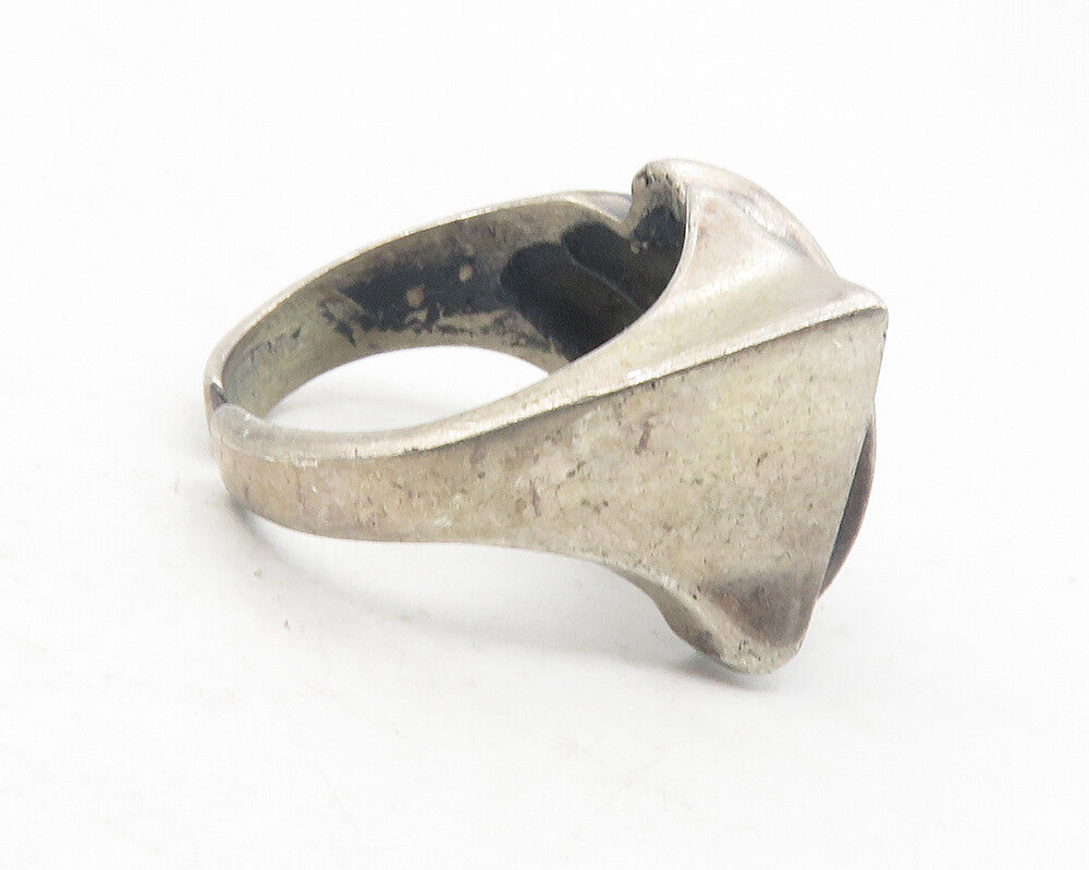 925 Sterling Silver  Vintage Oxidized Modernist Band Ring Sz 5.5  RG12105