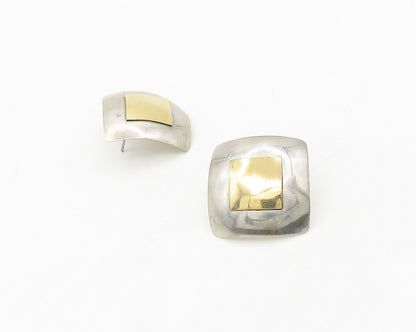 DESIGNER 925 Silver & 12K GOLD  Vintage Shiny Two Tone Drop Earrings  EG9228