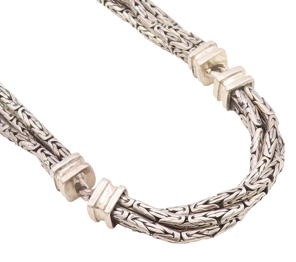 925 Sterling Silver Vintage Necklace Solid Designer Linked Multi Chain  NE4329