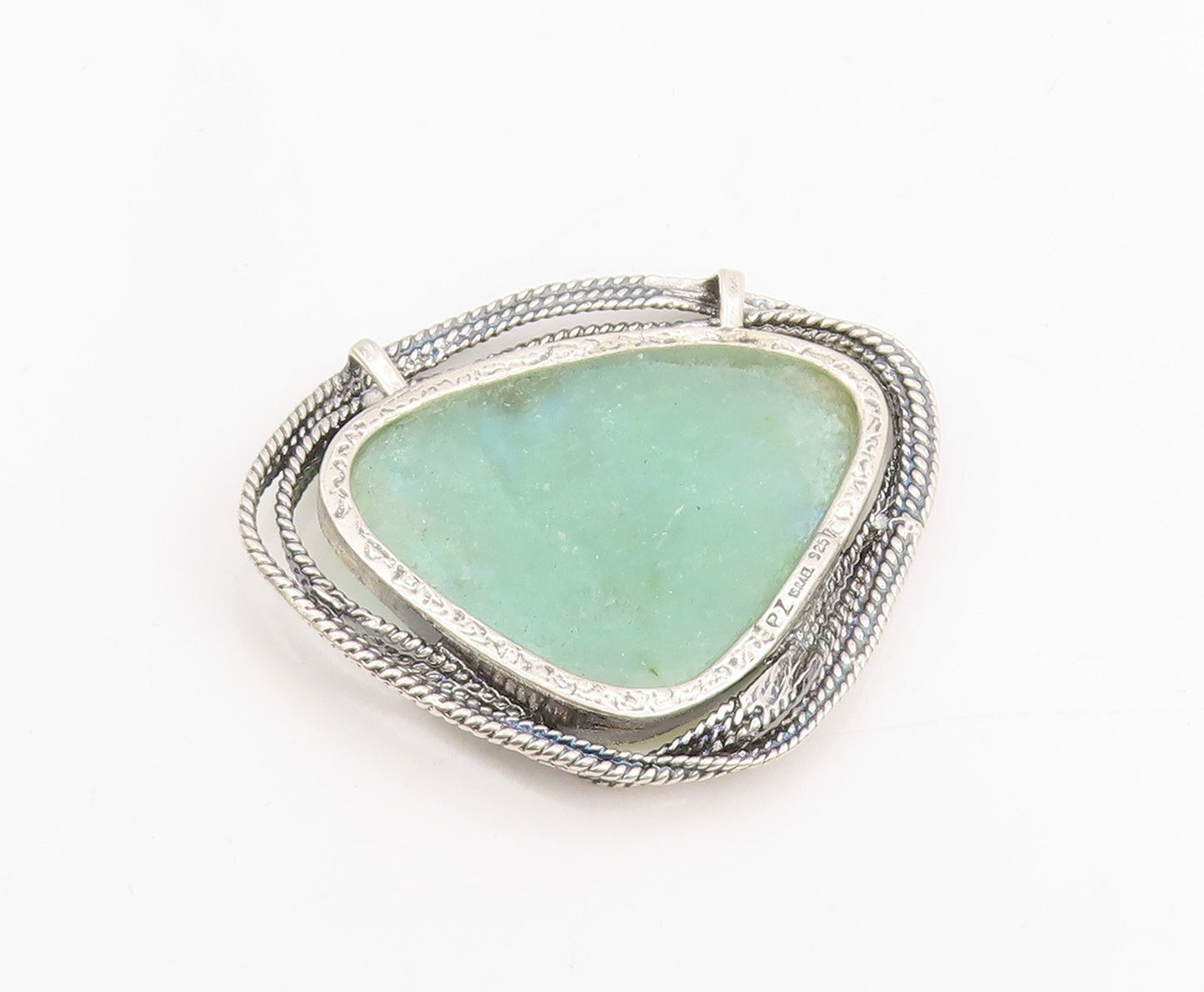 925 Sterling Silver Vintage Pendant OR PAZ ISRAEL Modernist Roman Glass  PT25205