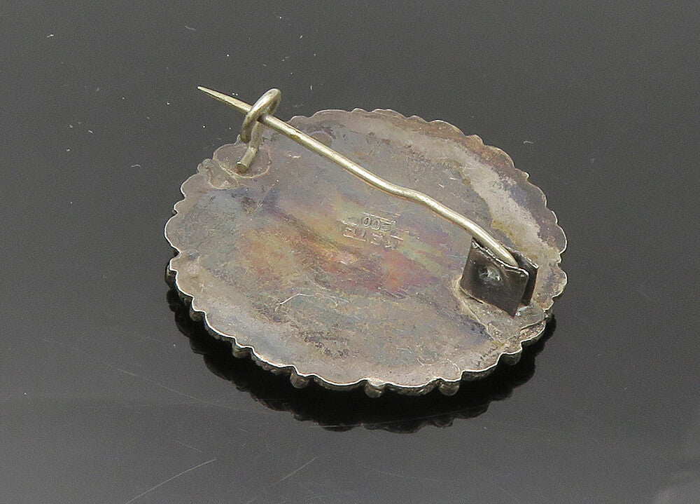 MIDDLE EAST 925 Silver  Vintage Turquoise Twist Islamic Brooch Pin  BP8636