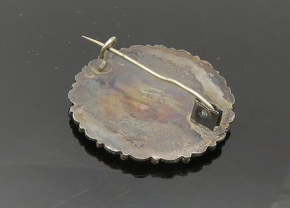 MIDDLE EAST 925 Silver  Vintage Turquoise Twist Islamic Brooch Pin  BP8636