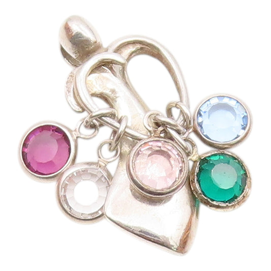 CAROLYN POLLACK 925 Silver  Vintage Colored Topaz Woman Heart Pendant  PT18857