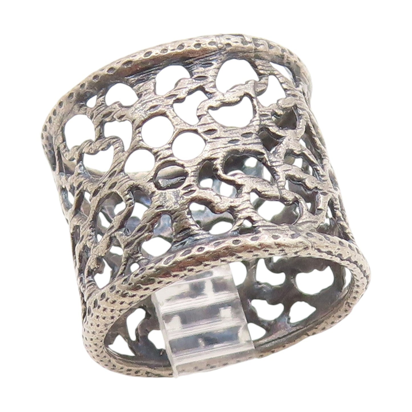 925 Sterling Silver Vintage Ring Intricate Openwork Wide Band  Sz 6.5  RG34560