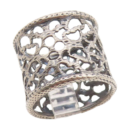 925 Sterling Silver Vintage Ring Intricate Openwork Wide Band  Sz 6.5  RG34560