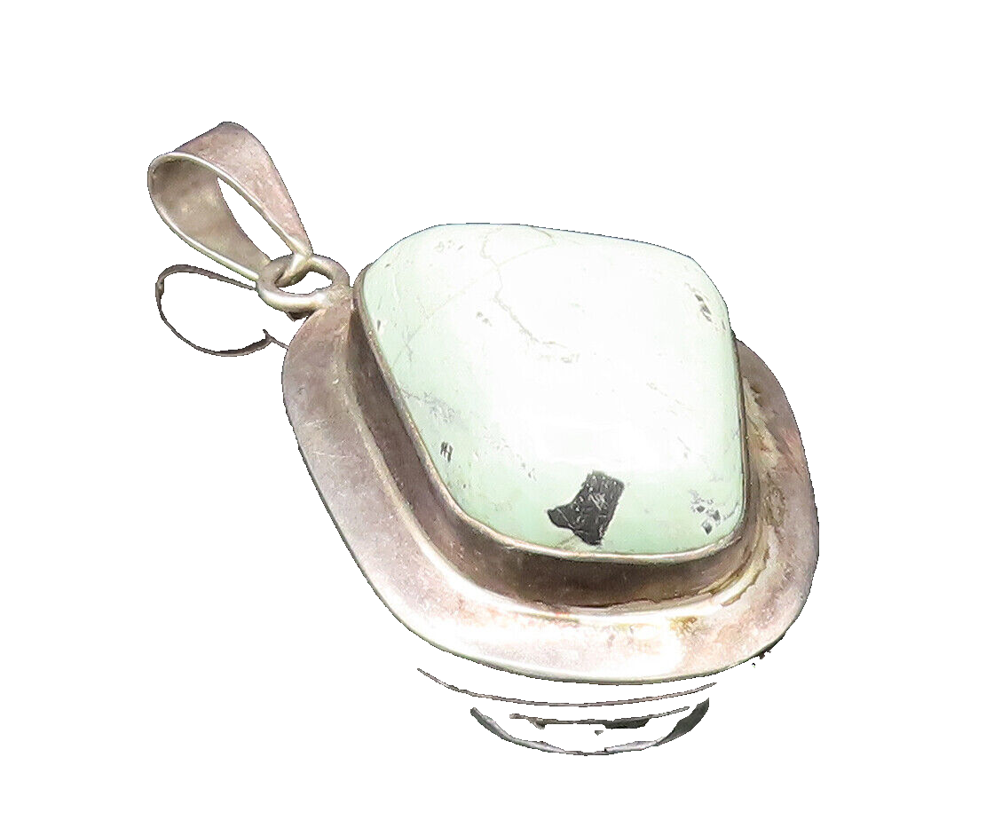 925 Sterling Silver  Vintage Cabochon Gemstone Abstract Pendant  PT21013