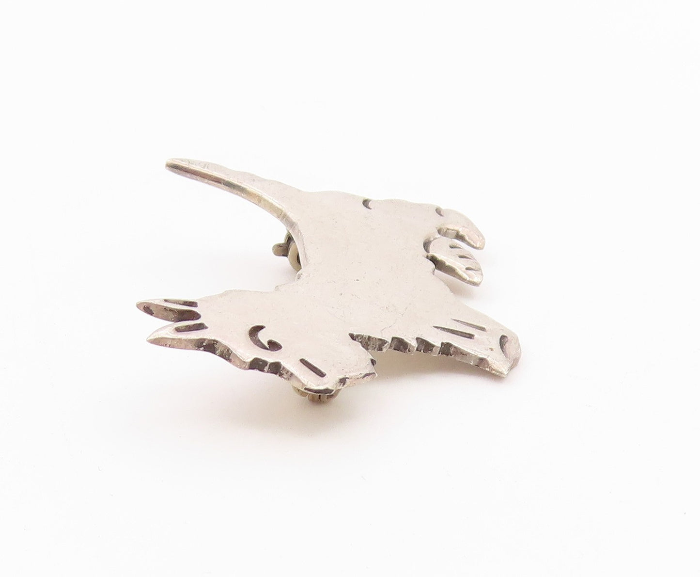MEXICO 925 Sterling Silver  Vintage Shiny Terrier Dog Motif Brooch Pin  BP3378