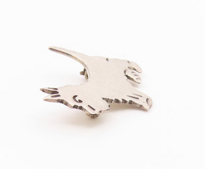MEXICO 925 Sterling Silver  Vintage Shiny Terrier Dog Motif Brooch Pin  BP3378