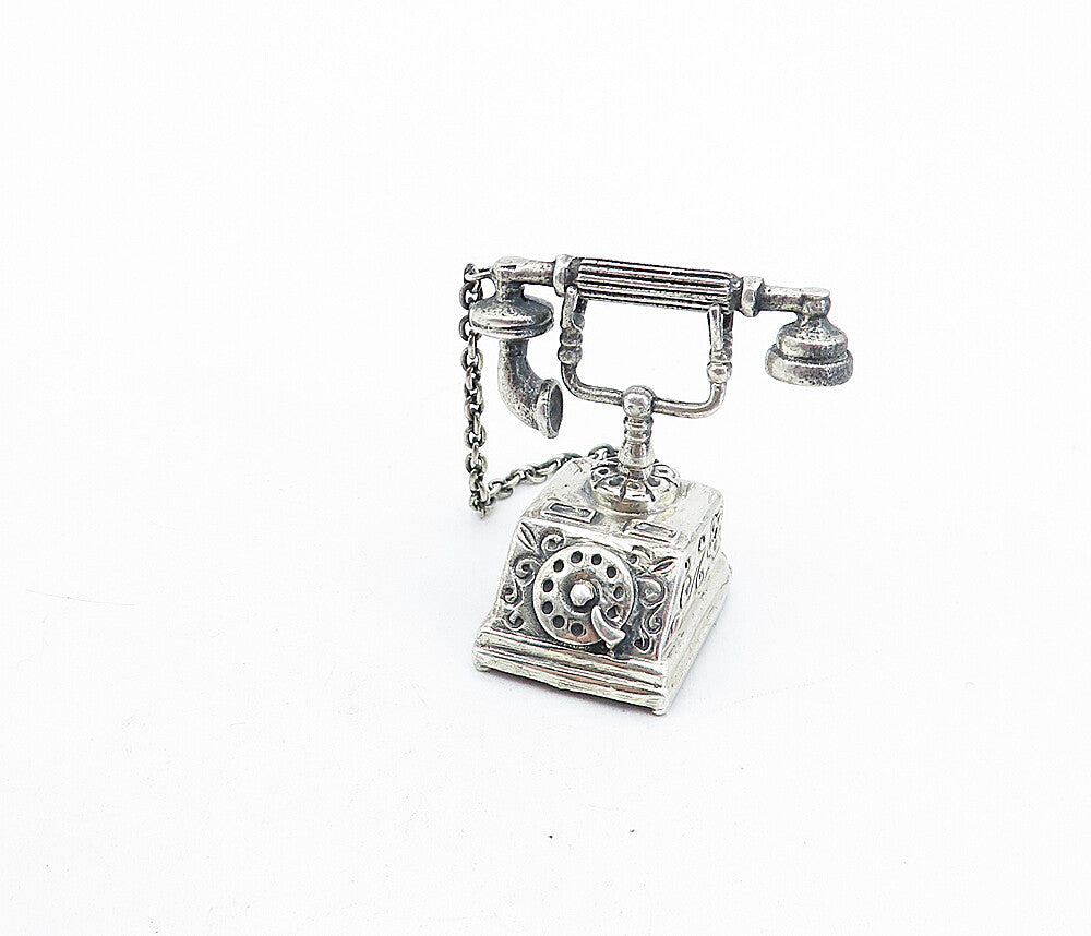 MEDUSA 925 Silver  Vintage Antique Old Fashioned Telephone Ornament  TR1127