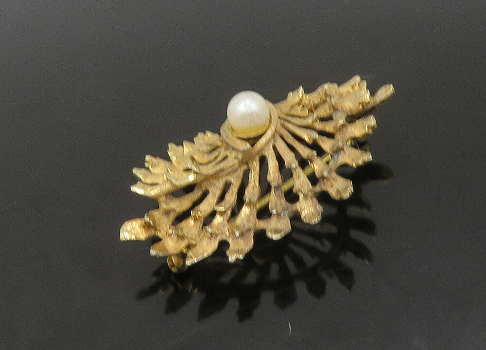DANECRAFT 925 Sterling Silver  Vintage Petite Pearl Floral Brooch Pin  BP9009