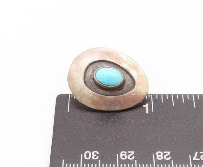 925 Sterling Silver Vintage Southwestern Egg Cut Turquoise Earrings EG12605