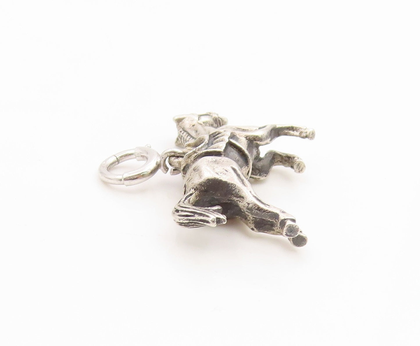 925 Sterling Silver Vintage Pendant Etched Saddled Western Horse Charm  PT25925
