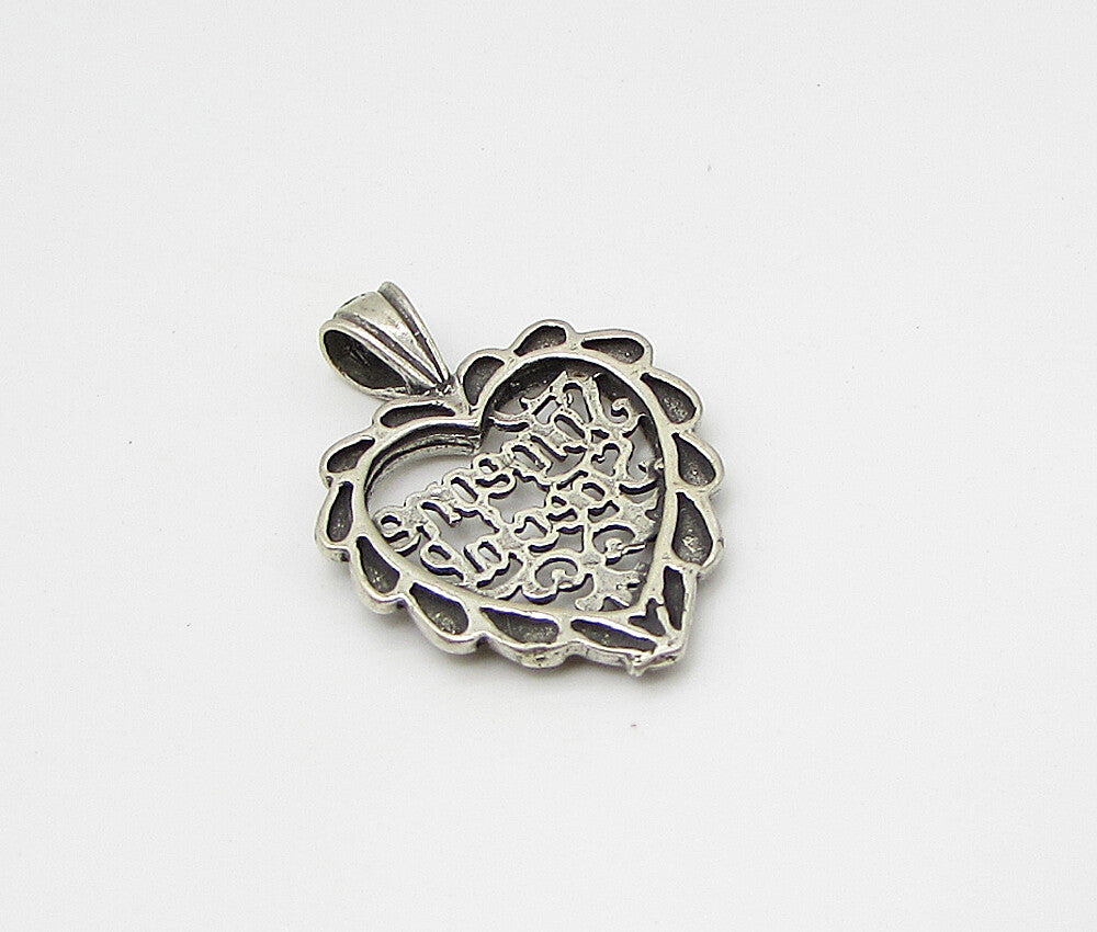 925 Sterling Silver  Vintage Someone Special Love Heart Drop Pendant  PT1888