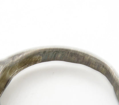 925 Sterling Silver  Vintage Dark Tone Bow Tie Motif Band Ring Sz 7  RG16725