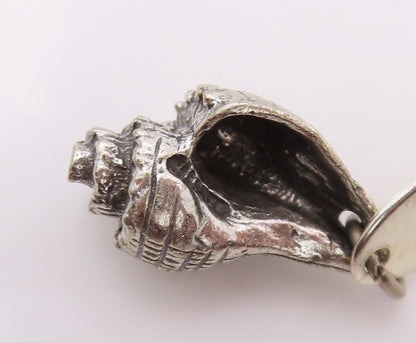 925 Sterling Silver Vintage Pendant Etched Spiral Conch Seashell Charm  PT26023